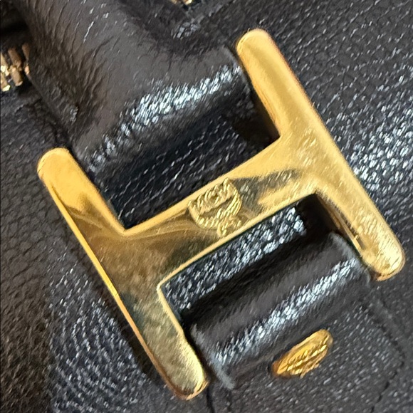 MCM Black Satchel with Gold Accents❤️ - Picture 5 of 11